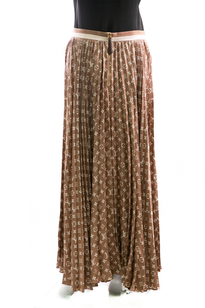 Stripe Accent Monogram Pleated Skirt - Size 40