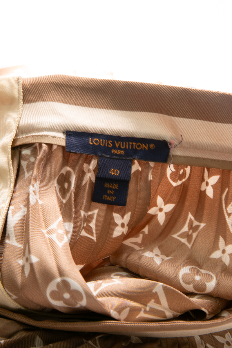 Stripe Accent Monogram Pleated Skirt - Size 40