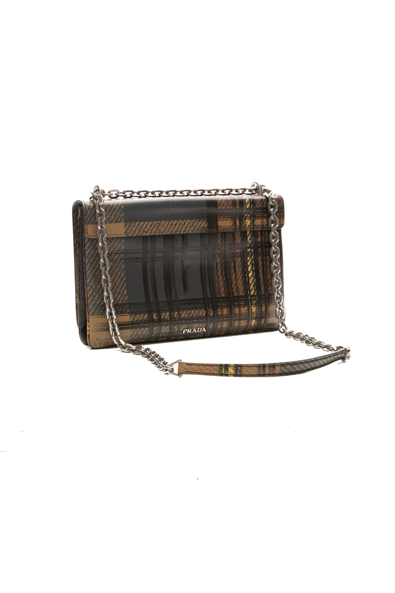 Saffiano Tartan Flap Bag