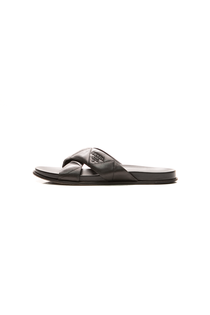 Prada-Padded-Leather-Crisscross- Sandals-40.5-298996