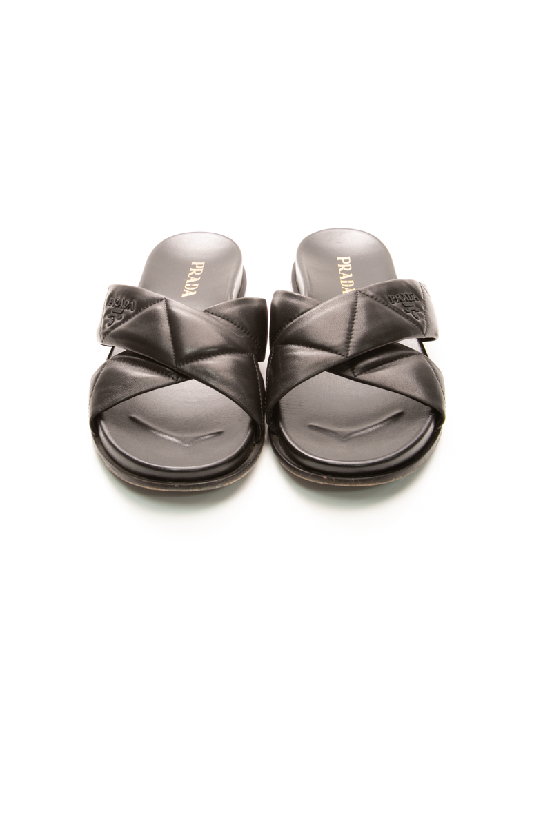 Padded Leather Crisscross Sandals - 40.5