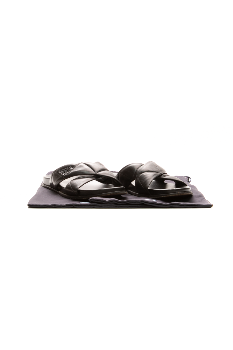 Padded Leather Crisscross Sandals - 40.5
