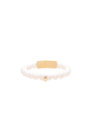 Diamond Pave Bar Pearl Bracelet