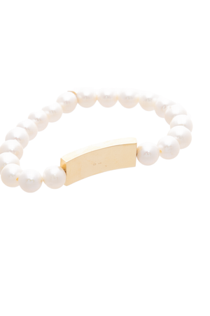 Diamond Pave Bar Pearl Bracelet