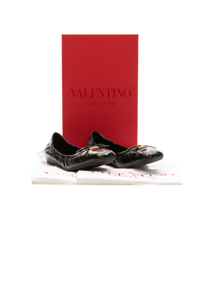 V Logo Ballerina Flats - Size 37