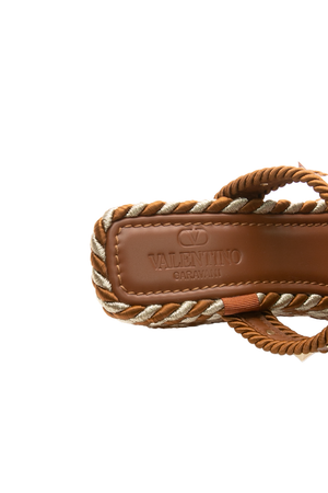 Rockstud Torchon T-Strap Espadrille Sandals - Size 37