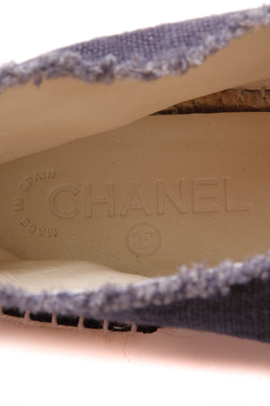 Chanel Lace-Up Denim High-Top Espadrilles Blue Black Size 42