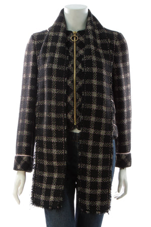 Gucci Tweed Scarf Jacket - Black Size 44