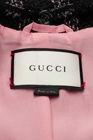 Gucci Tweed Scarf Jacket - Black Size 44