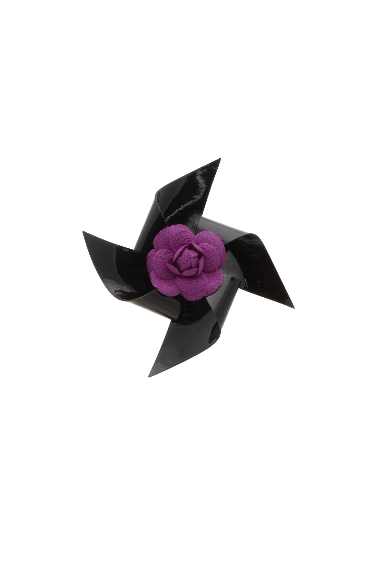 Chanel Camellia Pinwheel Brooch - Black/Purple