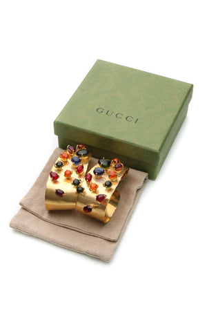 Gucci Cabochon Stone Hoop Clip-On Earrings - Gold