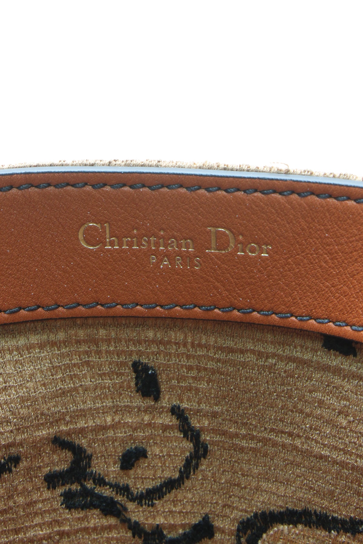 Christian Dior Black Smooth Calfskin Leather Embroidered and