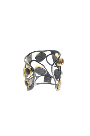 ARA Moonstone Atoll Cuff Bracelet - Oxidized Silver/Gold