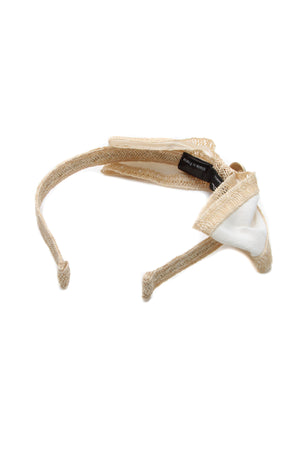 Chanel Raffia Bow Headband - White/Beige