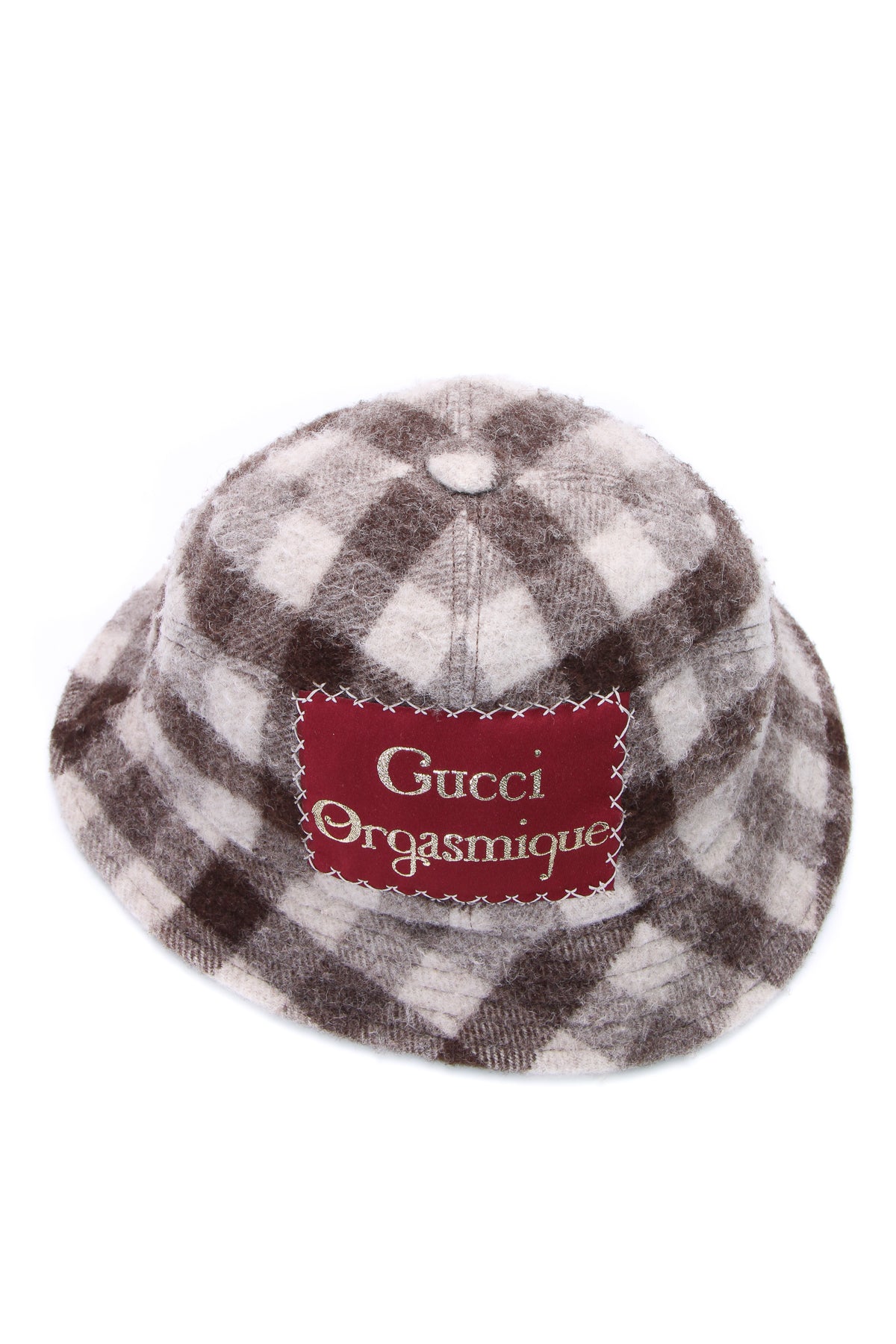 Gucci &quot;Orgasmique&quot; Patch Bucket Hat - White/Brown Size Medium
