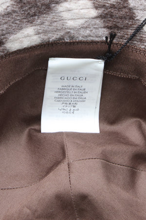 Gucci "Orgasmique" Patch Bucket Hat - White/Brown Size Medium