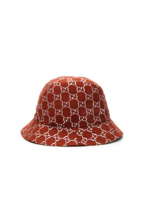 Gucci GG Lame Bucket Hat - Rust/Silver Size Small