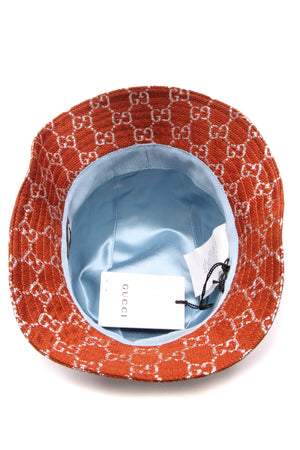Gucci GG Lame Bucket Hat - Rust/Silver Size Small