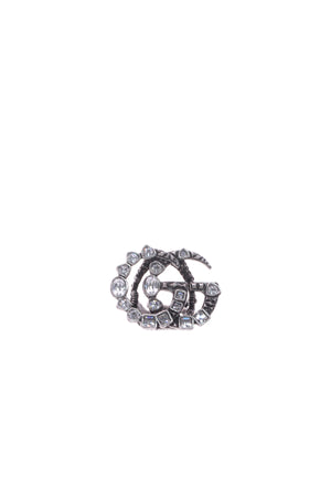 Gucci Crystal GG Ring - Aged Silver Size 5.5