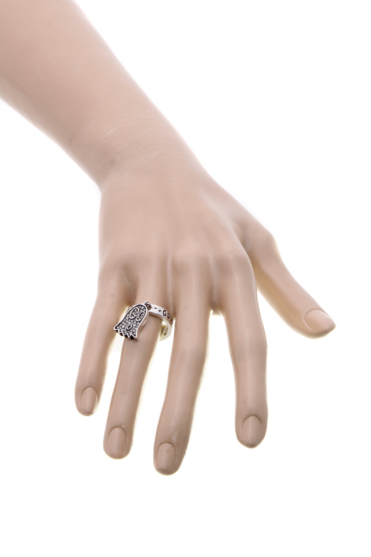 Gucci Diamond Ghost Charm Ring - Silver Size 6