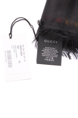 Gucci Coco Capitan "Tomorrow" Logo Shawl Scarf - Black
