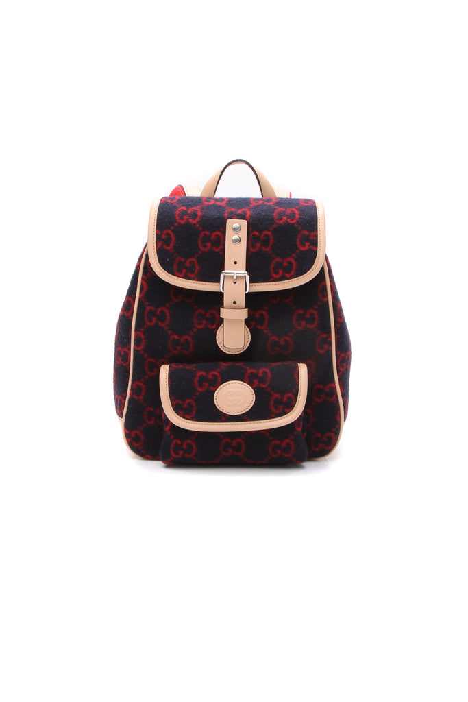 Gucci Wool Children's Backpack Navy/Red Couture USA