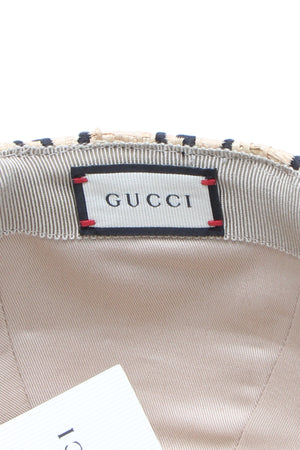 Gucci GG Raffia Baseball Cap - Beige/Black Size Medium