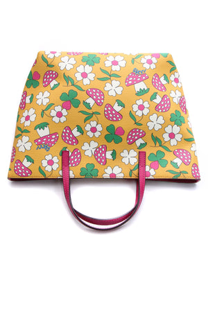 Gucci Children's Flower & Mushroom Print Small Tote Bag - Pink/Yellow