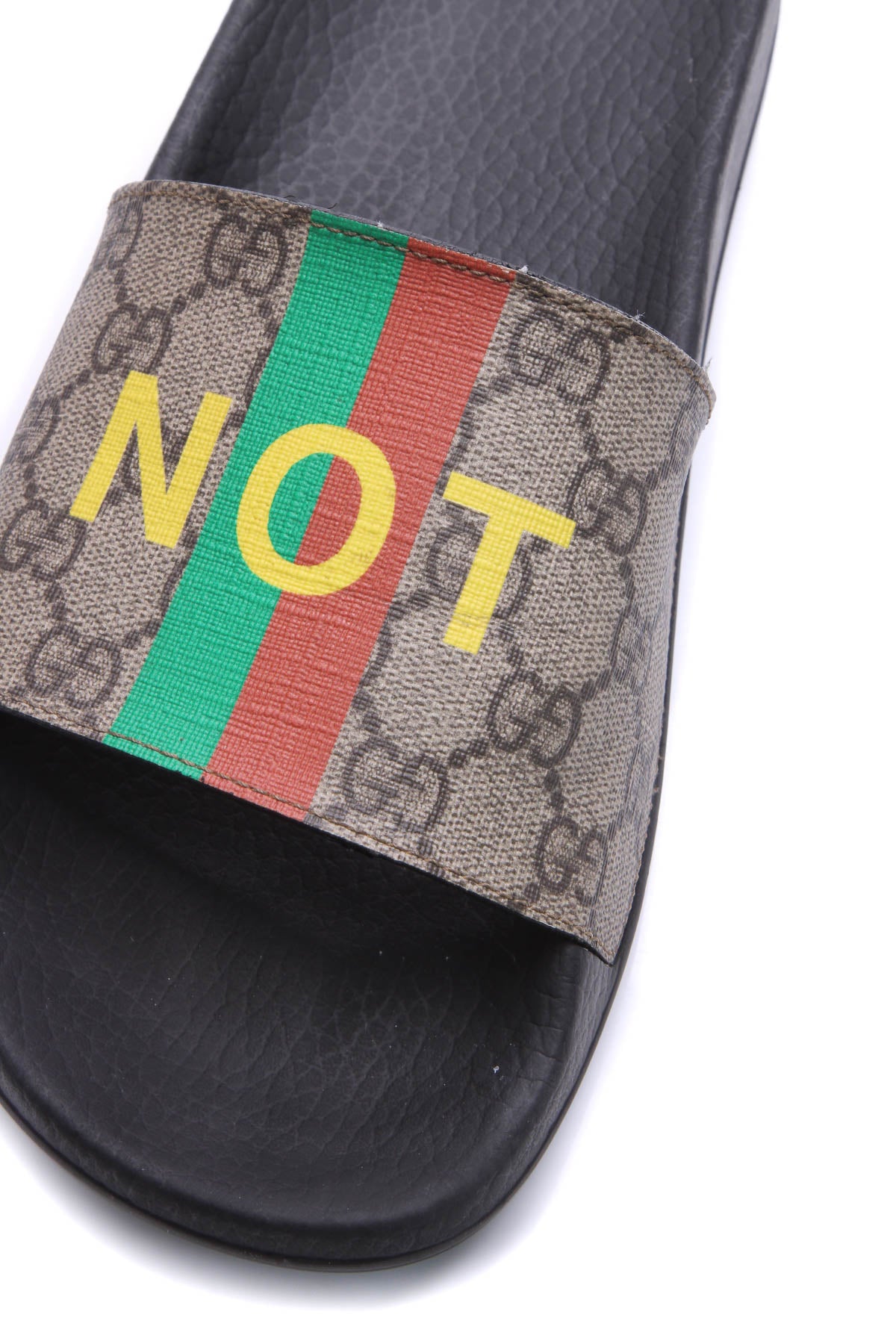 Kabelbane Permanent Produktion Gucci "Not Fake" Printed Slide Sandals - Supreme Size 41 - Couture USA