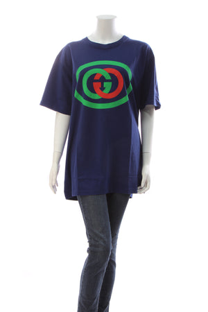 Gucci Oval Interlocking G T-Shirt - Blue Size Large