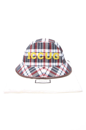Gucci "ICCUG" Woven Plaid Fedora Hat - Size L