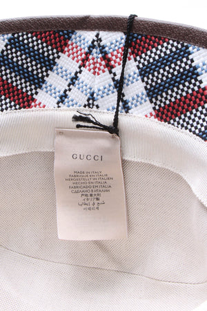 Gucci "ICCUG" Woven Plaid Fedora Hat - Size L