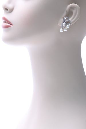 Fine Jewelry Diamond & Pearl Estate Earrings - White Gold