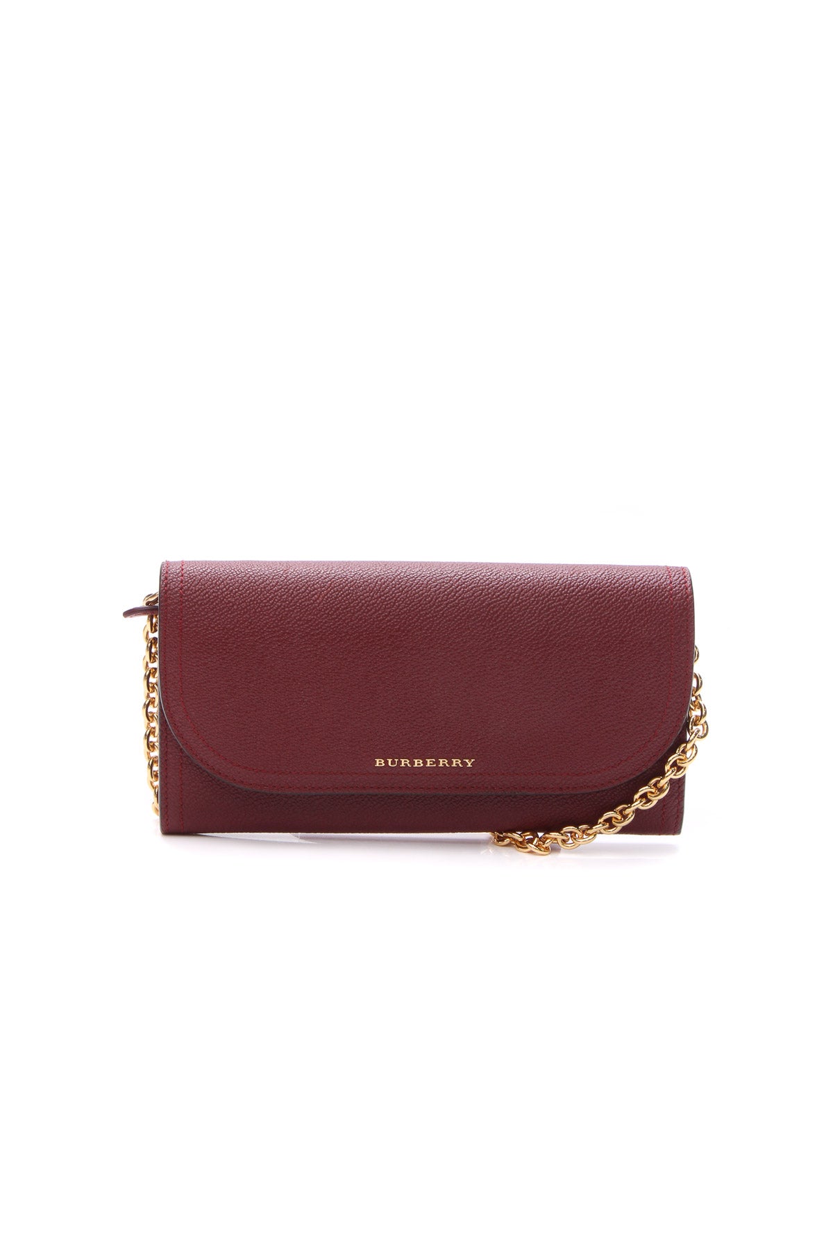 Burberry Henley House Check Leather Wallet on Chain Crossbody Bag Brown