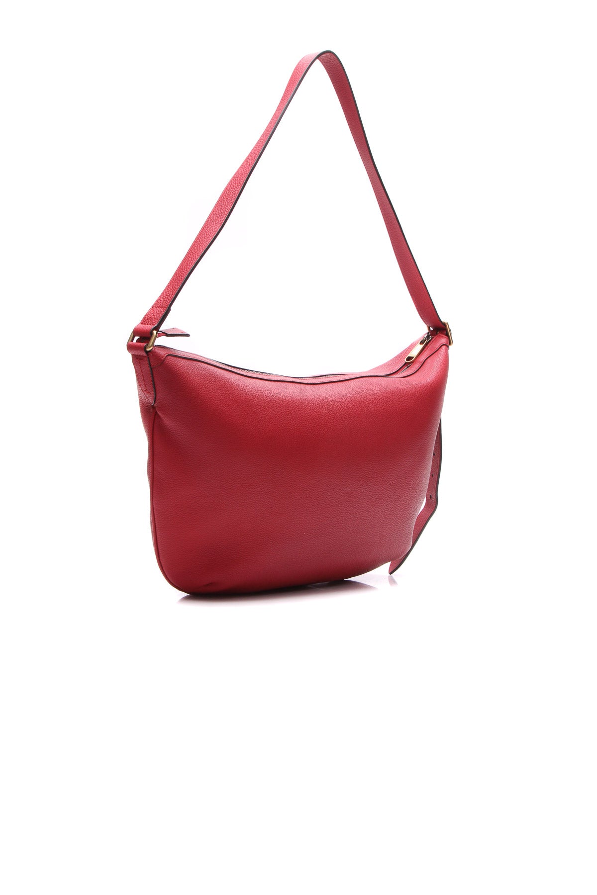 GUCCI Half Moon Logo Calfskin Leather Hobo Shoulder Bag Red 523588