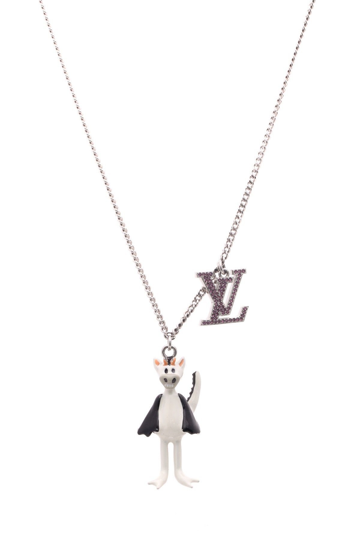 Louis Vuitton White Logo Pendant Necklace