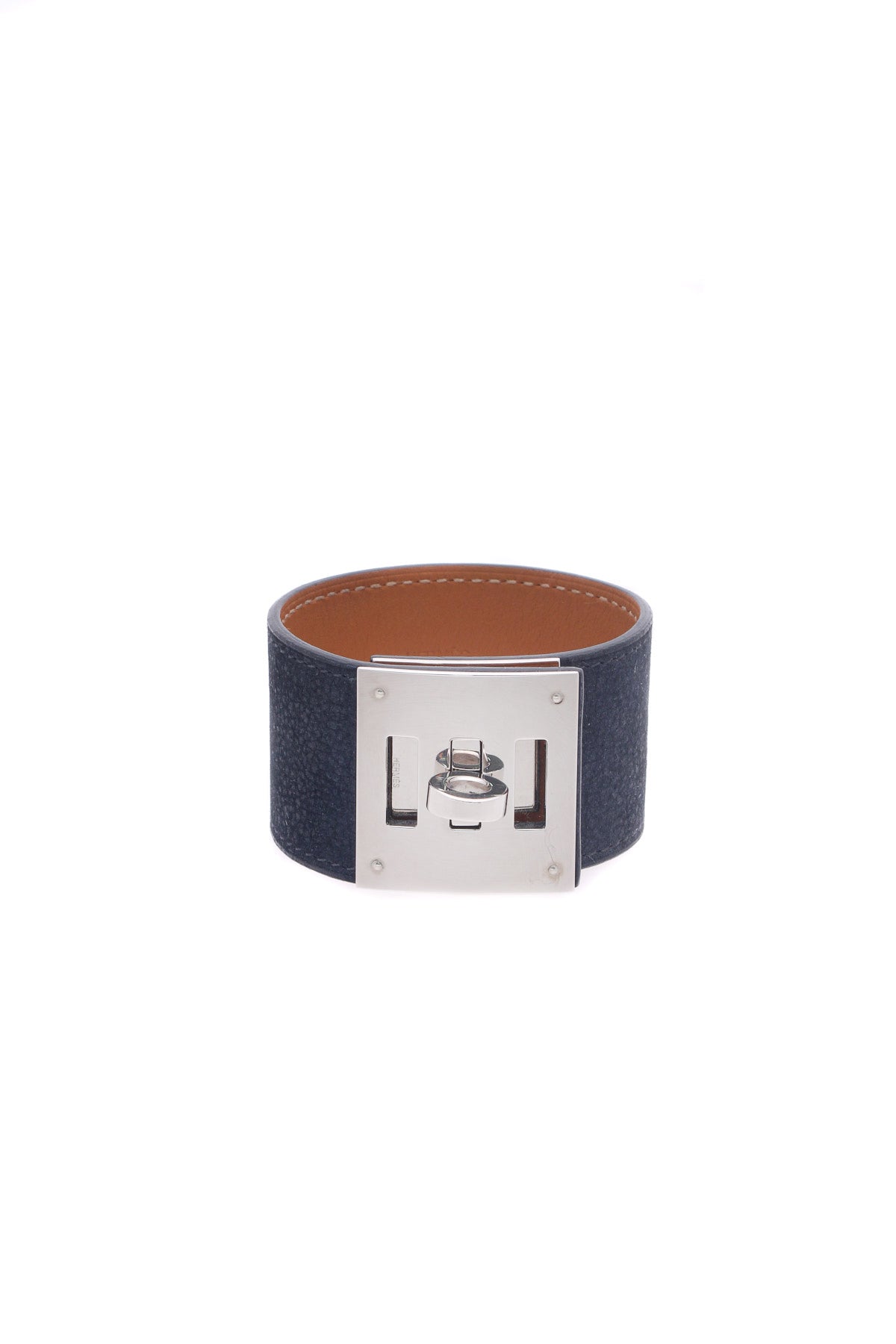 Hermes hinge bangle bracelet blue enamel - Vintage Lux