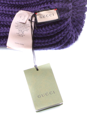 Gucci Pom Pom Logo Beanie- Purple Size Small