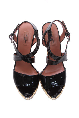 Alaia Raffia Platform Sandals - Size 36
