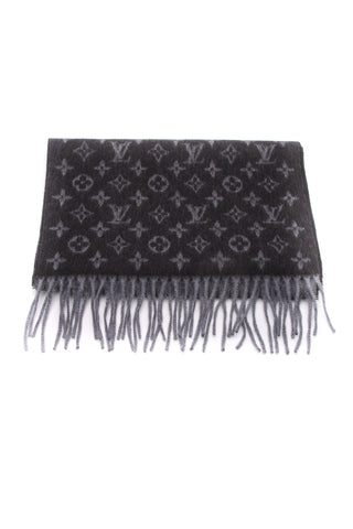Authentic Louis Vuitton Scarf Shawl Wrap Black LV Logo Monogram