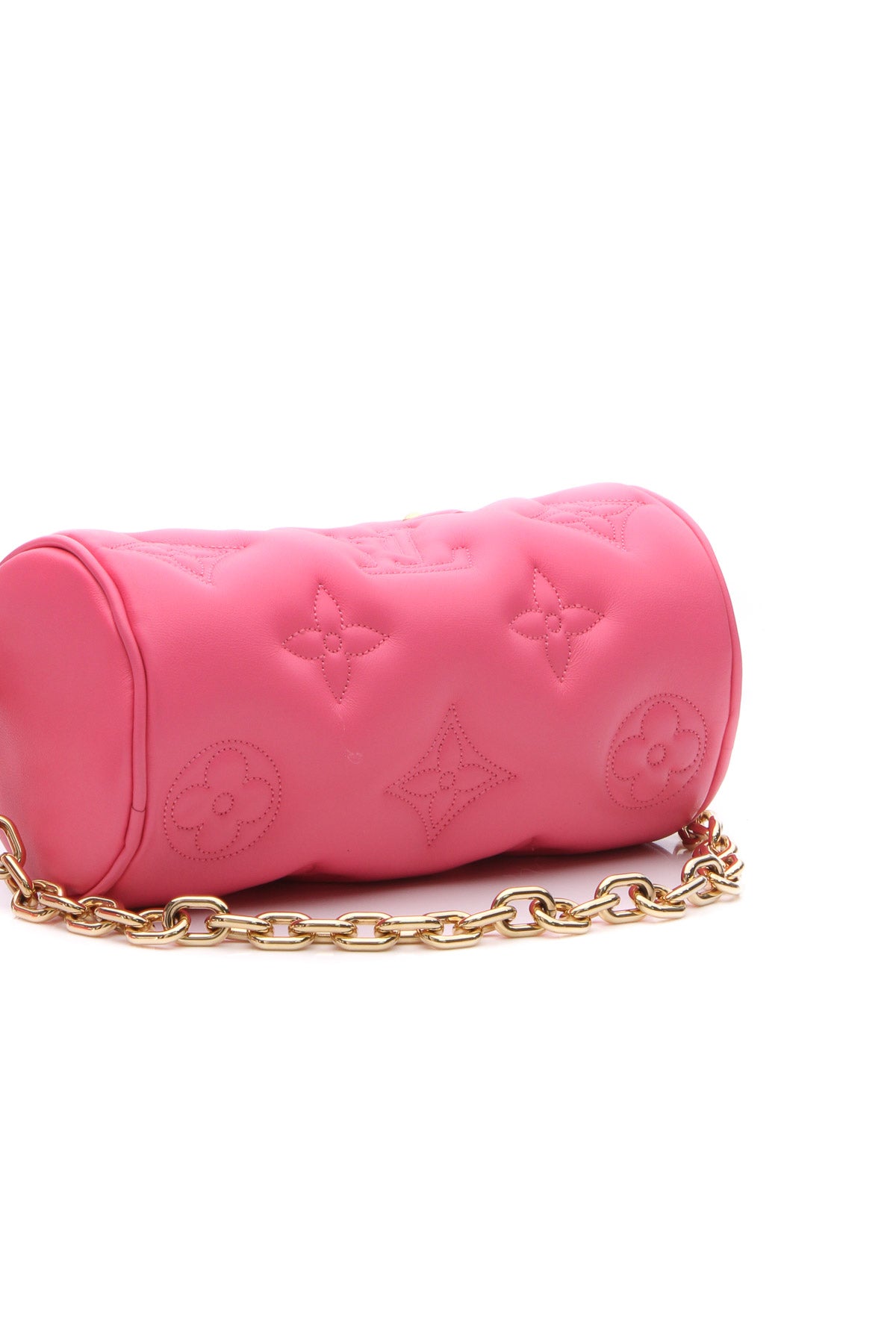 LOUIS VUITTON Bubblegram Papillon BB gold buckle handle shoulder bag pink