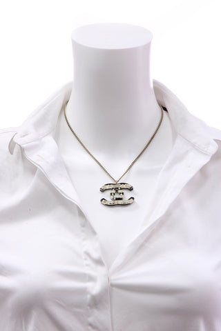 Chanel Striped CC Necklace