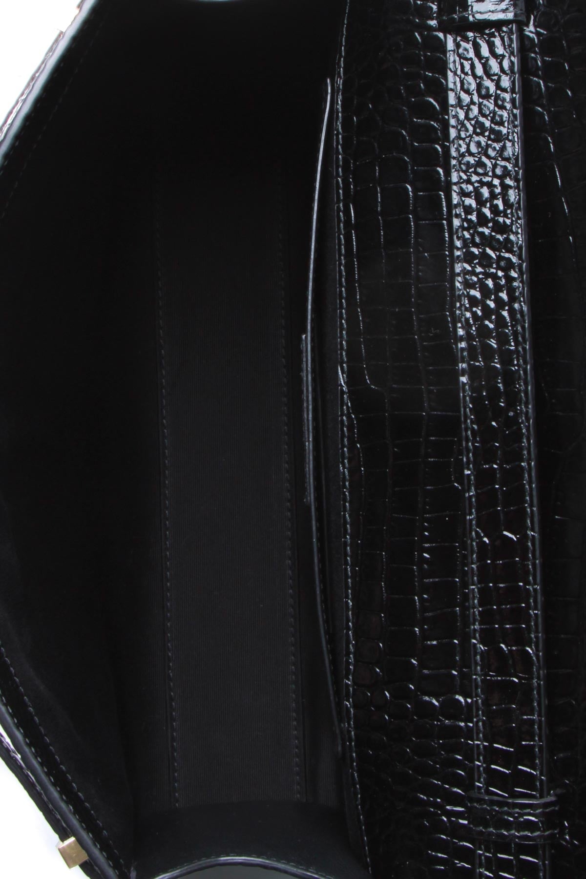 Manhattan small shoulder bag in shiny crocodile-embossed leather, Saint  Laurent