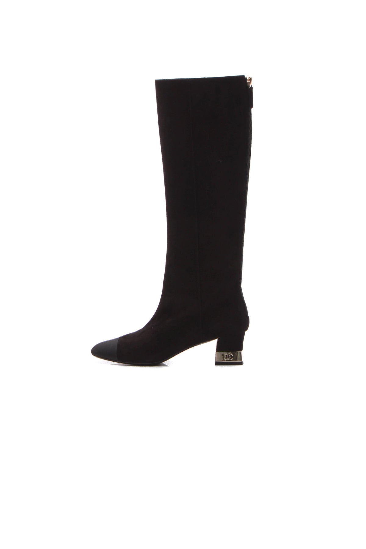 Chanel Cap Toe Knee High Boots - Size 36.5 - Couture USA