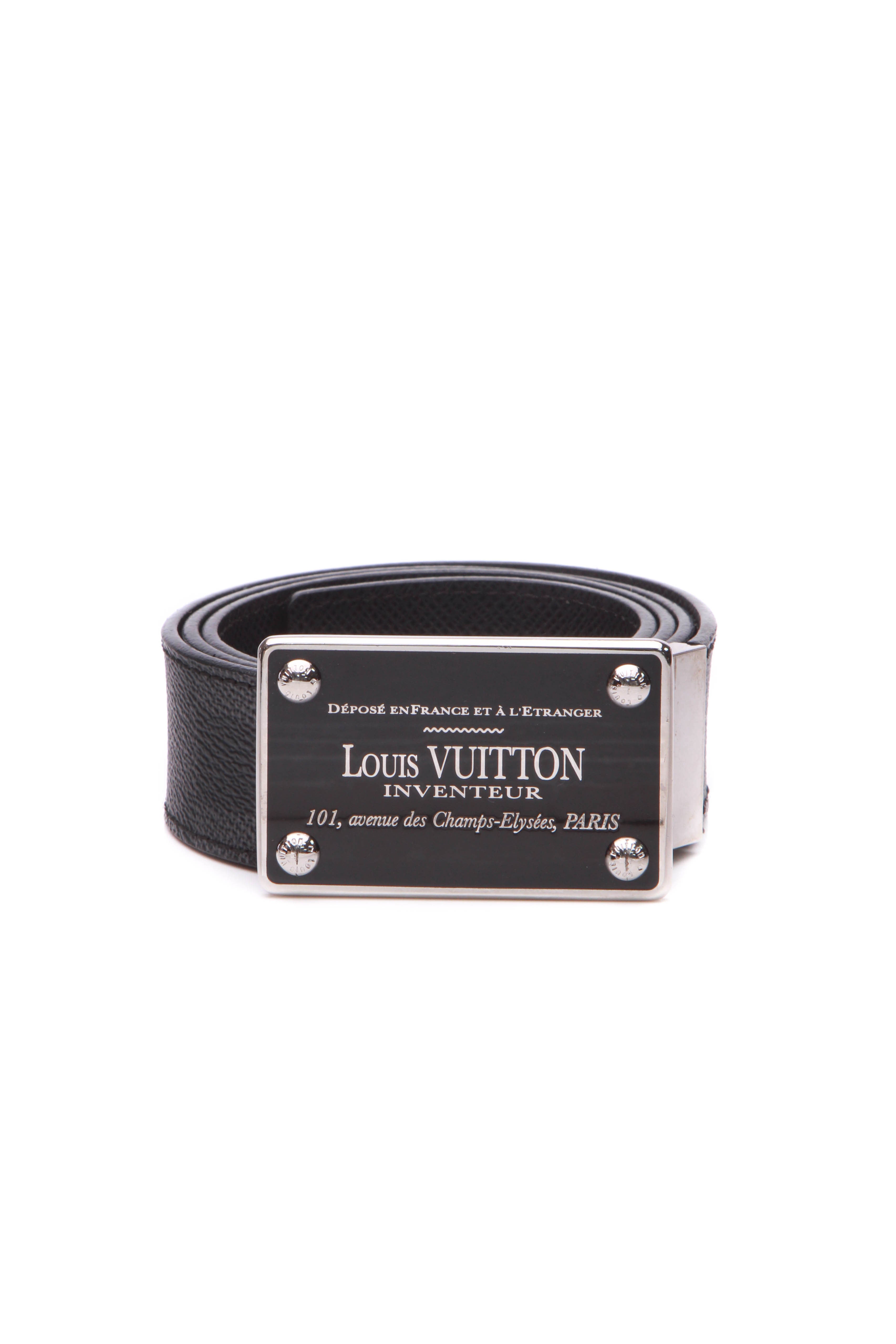LOUIS VUITTON Calfskin Monogram 30mm LV Initiales Reversible Belt 90 36  Black 1260988