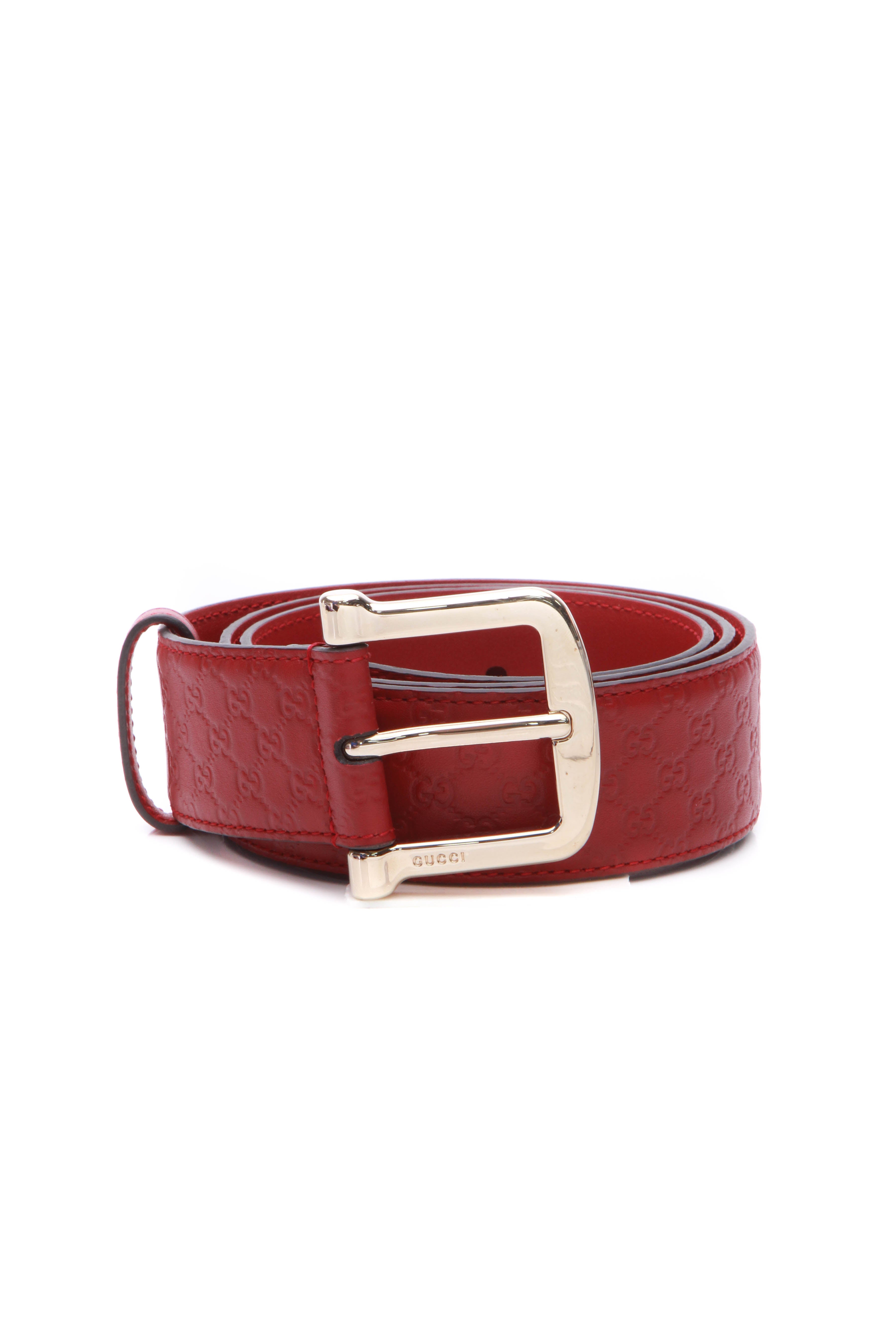 Gucci Women's Red Leather GG Microguccissima Buckle Belt, 34, Red at   Women's Clothing store